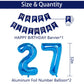 Naninuneno 27Th Blue Birthday Party Decorations For Boy Girl Men Women, Happy 27 Birthday Balloons Supplies With Happy Birthday