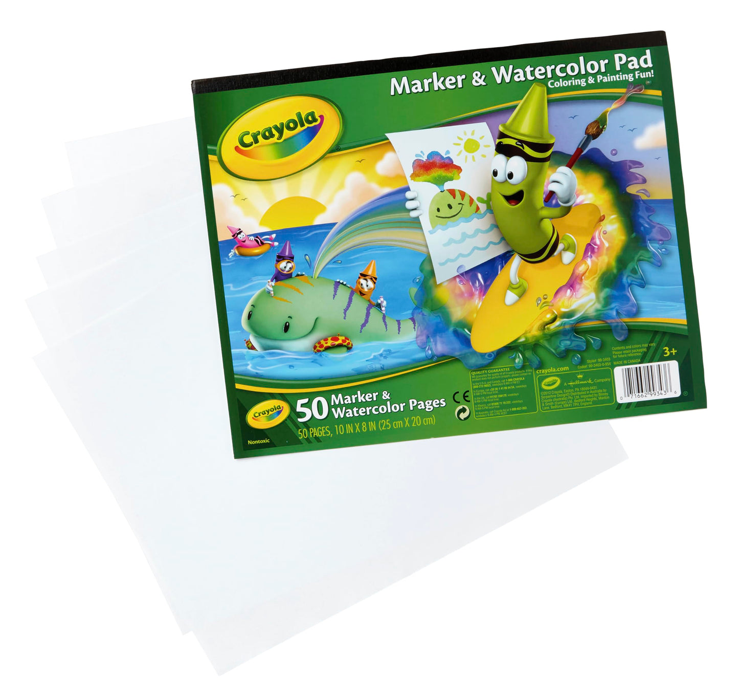Crayola 99-3403 50 Sheets 10 X 8 Bright White Marker & Watercolor Pad