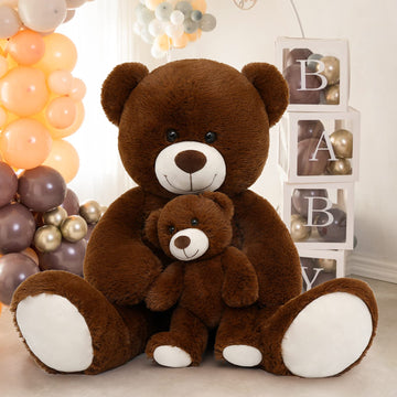 Morismos Giant Teddy Bear Stuffed Animals, Big Mommy And Baby Bear Large Teddy Bears Baby Shower For Girlfriend On Valentine Christmas 39 Inch