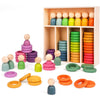 Agirlgle Montessori Wooden Color Sorting Stacking Rings Toy - Medium Rainbow - Fine Motor Skill Learning Toy for Toddlers