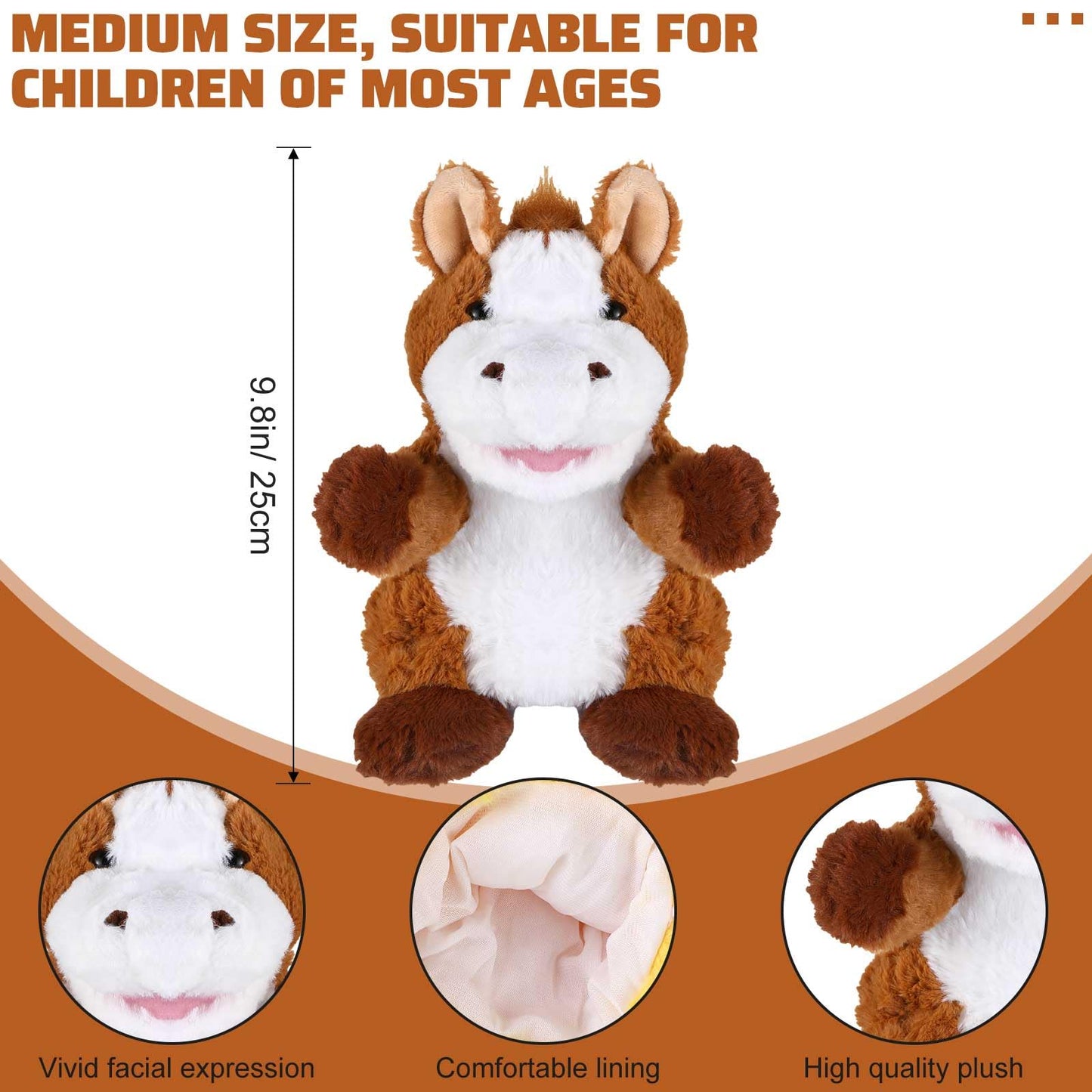 Liliful 6 Pieces Animal Hand Puppets Kids With Working Mouth Animal Puppets Toddler Plush Toy For Show Theater Birthday Easter Basket Stuffers(Farm Animal)