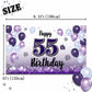 LASKYER Happy 55th Birthday Decorations,55th Purple Balloon Large Birthday Banner Backdrop Sign,55 Years Old Bday Party Supplies