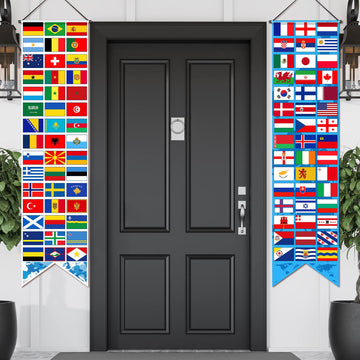 Tatuo 2 Pcs International World Flags Decorations World Bunting Porch Sign Banner Country Flag Soccer Party Supplies Sports Events Bar Sports Clubs Birthday Party Classroom Decoration(Nations)