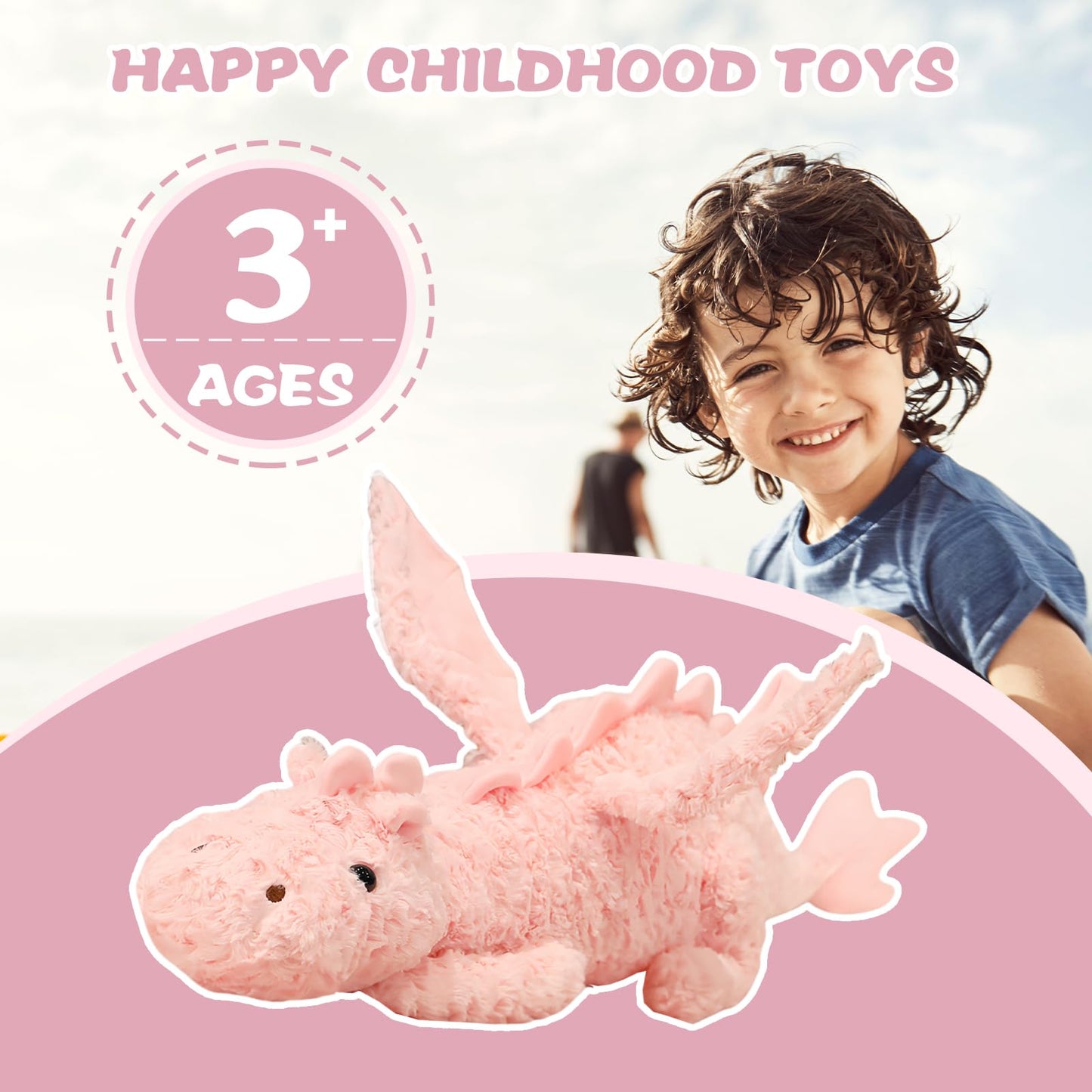 Eouobomo Dragon Plush Pillow,Soft Flying Dragon Stuffed Animals-26.5Inch Kawaii Cute Dragon Animal Plushies Toy,Perfect Birthday