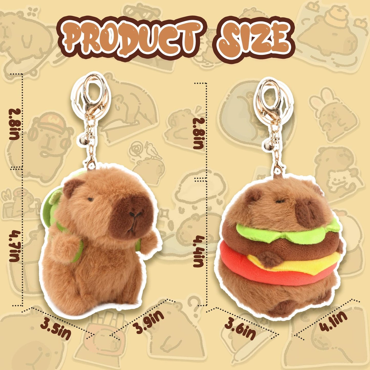 Chdblock 2 Pcs Capybara Plush Keychain Toy, Capybara Stuffed Animals, 7.3 Inch Capybara Plush Toy, Capybara Pendant For Backpack