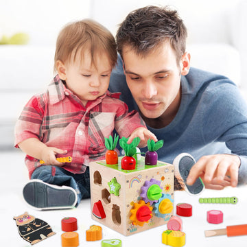 Qinkada Wooden Garden Toy, Toddler Montessori Toys for Baby Boys Girls, Wood Preschool Learning Fine Motor Skills Game, Educatio