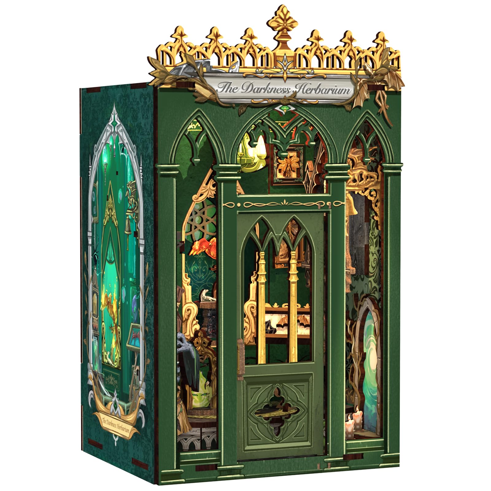 CUTEBEE Book Nook Kit - DIY Miniature House Dollhouse Kit for mature-themed and Teens  Booknook Bookshelf Decor Alley Model Build with LED Light  Gifts for Family and Friends (The Darkness Herbarium)