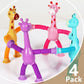Bendable Giraffe Figures, Set Of 4 Flexible Giraffes, Telescopic Suction Cup Giraffe Toy, Telescopic Pop Tubes, Fidget Tubes Sen