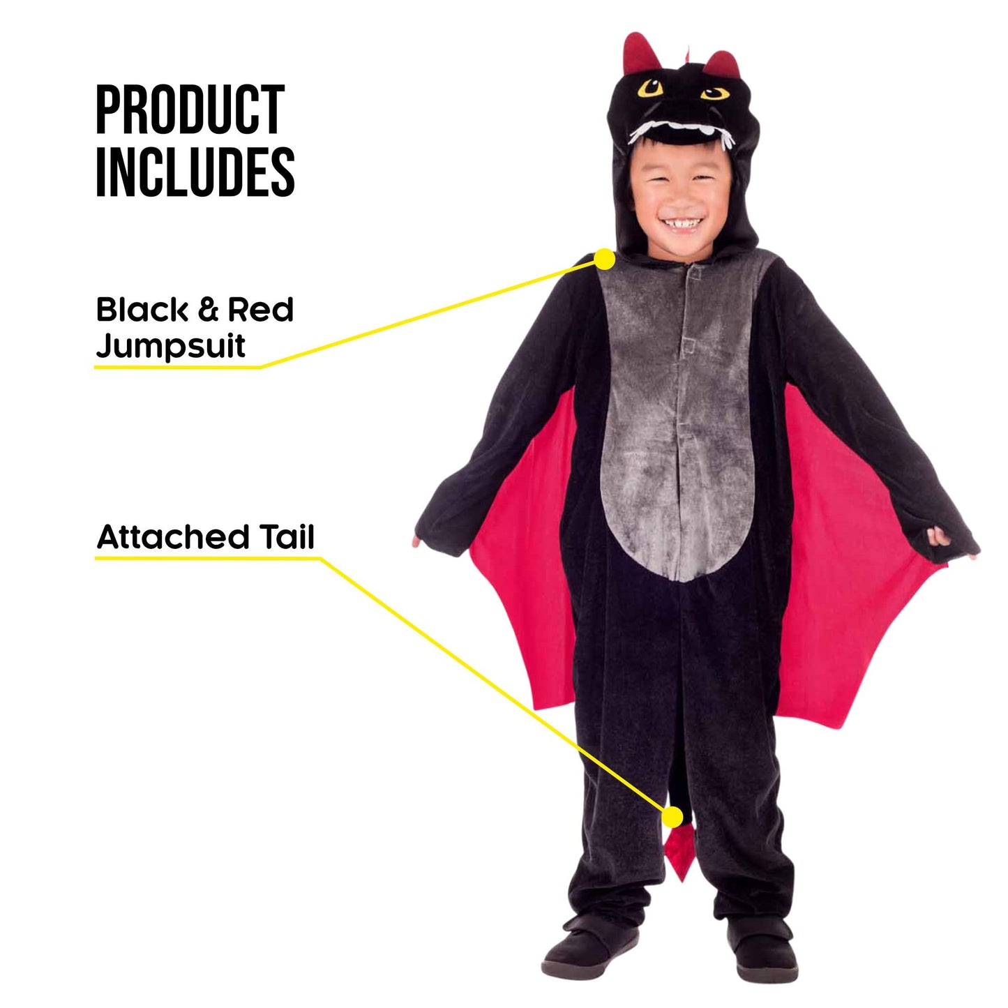 Fun Shack Kids Dragon Costume Black Red Animal Kids Halloween Costume Xl
