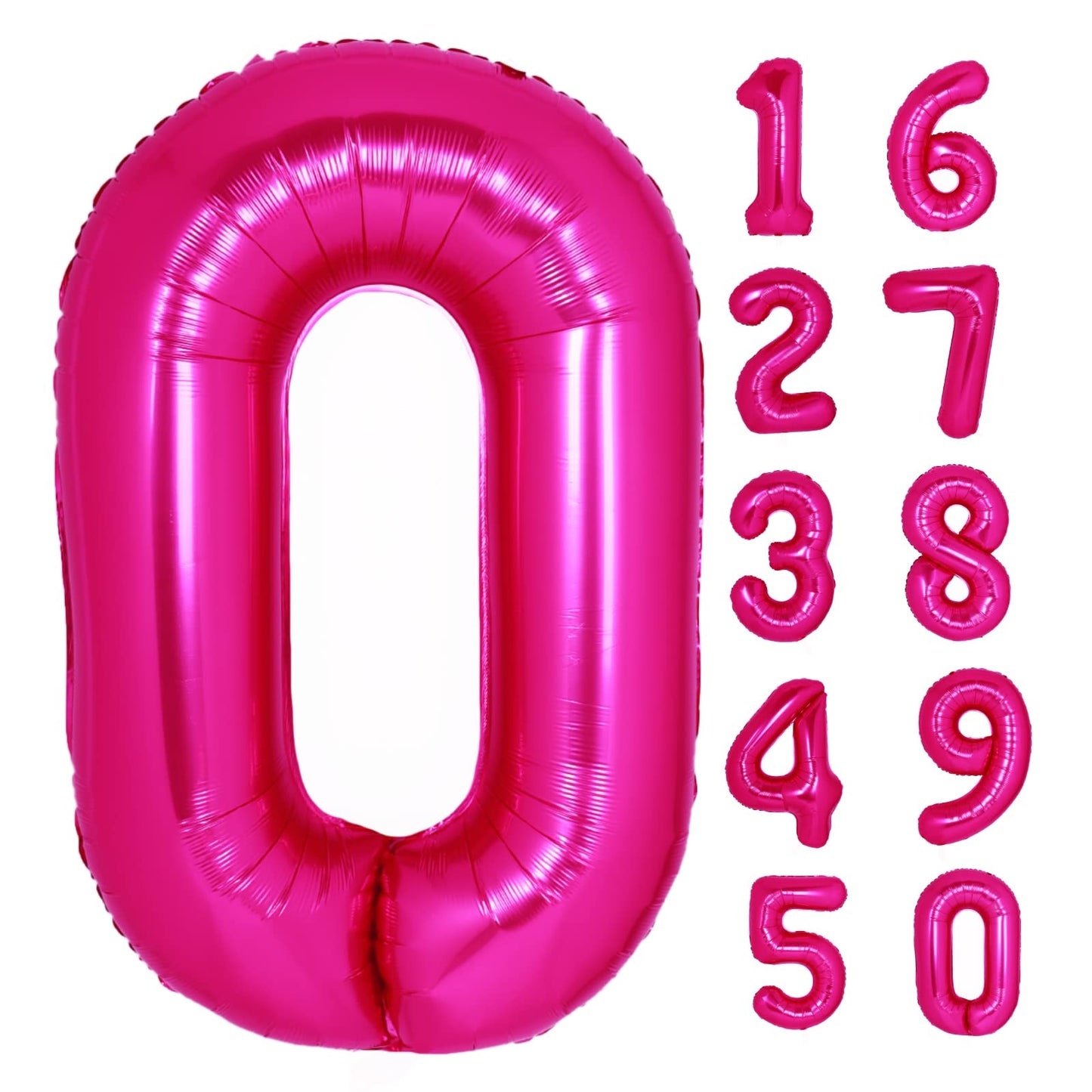 40 Inch Giant Hot Pink Number 0 Balloon, Helium Mylar Foil Number Balloons For Birthday Party, 0 Balloon Birthday Decorations Fo