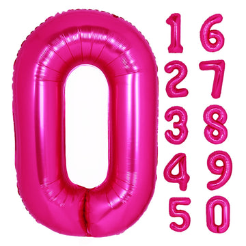 40 Inch Giant Hot Pink Number 0 Balloon, Helium Mylar Foil Number Balloons For Birthday Party, 0 Balloon Birthday Decorations Fo