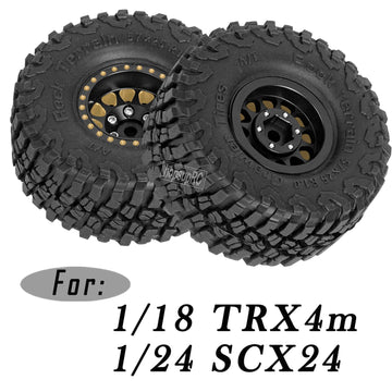 Full Brass 1.0In Beadlock Rc Truck Tires Wheels Tires Upgrades Part For 1/18 1/24 Trx4M Axial Scx24 Rc Crawler,Rc Wheels Hops Up