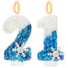 Snow Themed Birthday Candles, Birthday Candle for Party Supplies, Winter Birthday Party Supplies, 2.76 inch Number 21 Candle Cak