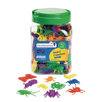 Excellerations Math Manipulatives Set Of 144 Bug Counters 1-1/2 Inches -2 Inches, Stem Educational Toy For Mathematics, Preschool (Item # Buggy)
