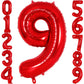 AIQINHU Red Foil Number 9 Balloon, 40 Inch Jumbo Mylar for 9th Birthday Party Decorations