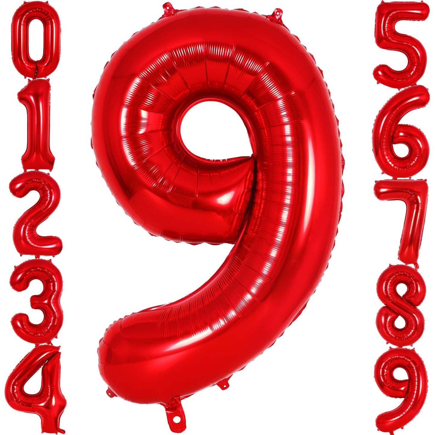 AIQINHU Red Foil Number 9 Balloon, 40 Inch Jumbo Mylar for 9th Birthday Party Decorations