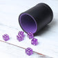 RERIVER PU Leather Dice Cup Set, Purple Velvet Interior Dice Cup Shaker Quiet with 6 Purple Translucent Dice for Liars Dice/Fark