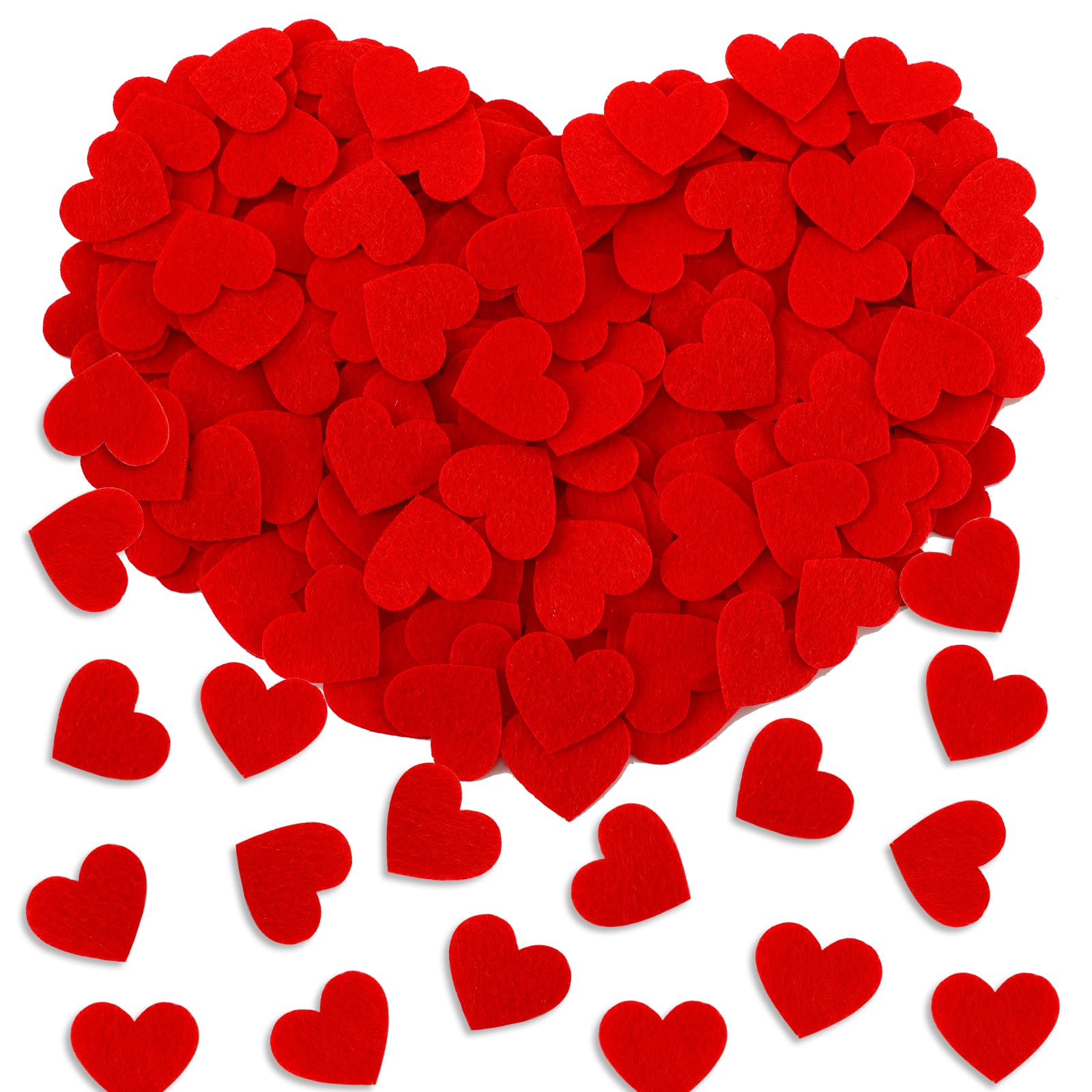 SEPGLITTER Valentine s Day Felt Hearts,300Pcs Felt Red Heart Shapes Decorative Confetti for Valentine s Day Crafts Wedding Orn