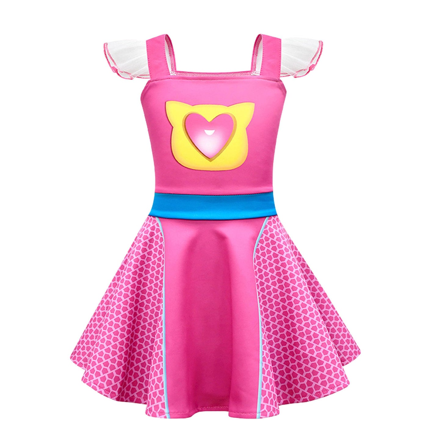 YODISON Superhero Dress Ruffle Sleeve Casual Kitties Dresses For Halloween Birthday Party Cosplay With Accessories for fans(110c