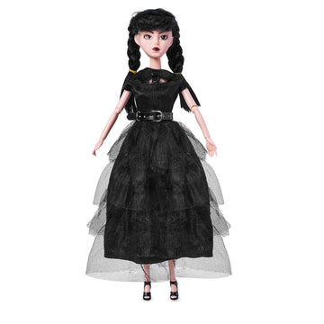 Dbywiub Fashion Dolls With Accessories, 11.5 Inch Girls Halloween Christmas Doll, Soft Body & Black Hair, Black Dress