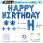 Hiparty 23Pcs Birthday Balloons Banner, 3D Blue Premium Mylar Foil Ecofriendly Letter Happy Birthday Banner With 5Pcs Star Ballo