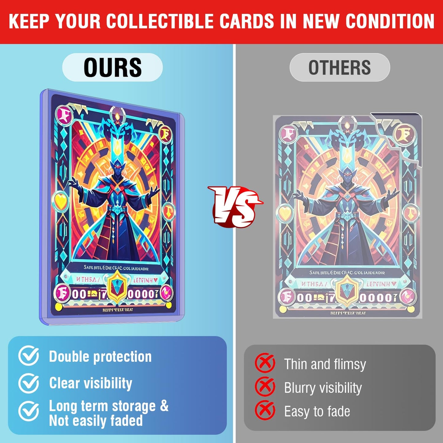 1000 Trading Cards Sleeves Top Loads  3X4 Baseball Card Protectors Hard Plastic  Toploads Binder Penny Sleeves for Sports Football Game (500 Hard Loads + 500 Soft Sleeves)