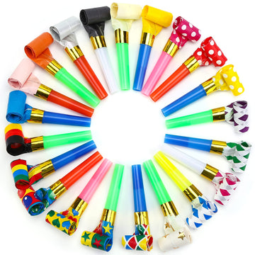 Koogel 100 Pcs Party Blower, Colorful Birthday Noisemakers Birthday Blow Horns Party Whistles New Years Party Noisemakers Whistl