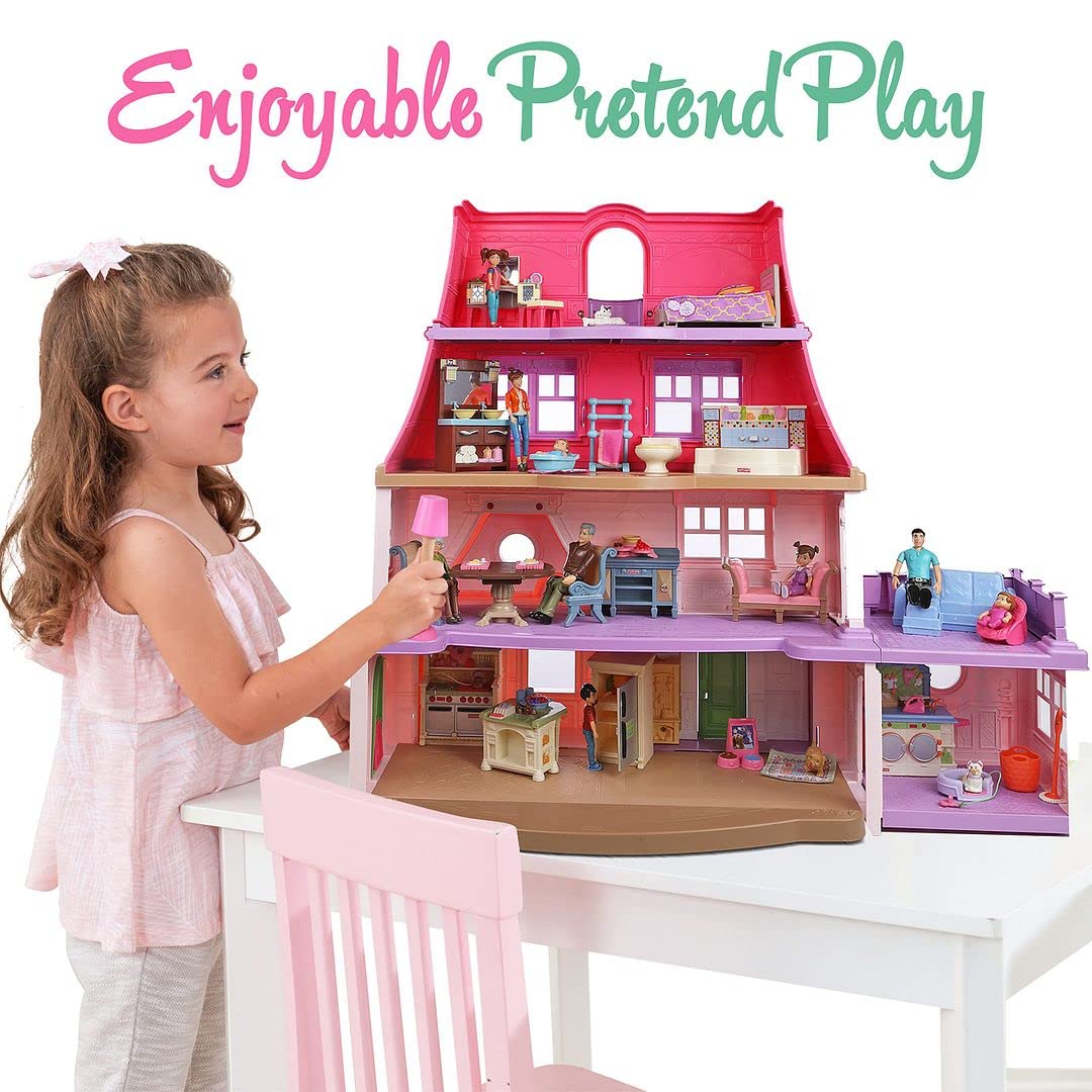 Sweet Li'L Family Dollhouse People Set Of 9 Action Figure Set - Grandpa, Grandma, Mom, Dad, Sister, Brother, Toddler, Twin Boy & Girl