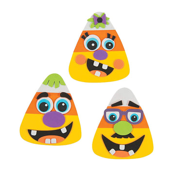 Fun Express Goofy Face Candy Corn Halloween Craft Kit - Make 12 - Fall Crafts for Kids