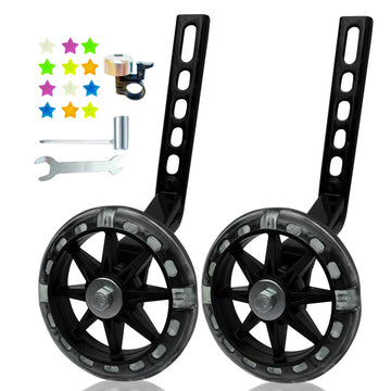 Ddjkcz Training Wheels For Kids Bicycle,Flash Mute Big Wheel Compatible For 12 14 16 18 20 Inch Single Speed Bike (Black)