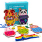 Promise Babe 5 Pack Animals Lacing Cards Wood Block Puzzle Threading Toys Montessori Toy Sewing Cards For Toddler Educational Pr