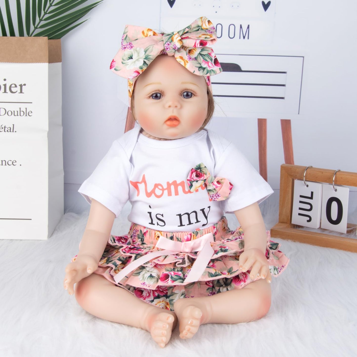 Reborn Baby Dolls Girl Clothes 20-22 inch Reborn Newborn Baby Doll Clothes Accessories 3Pieces Printing Suits