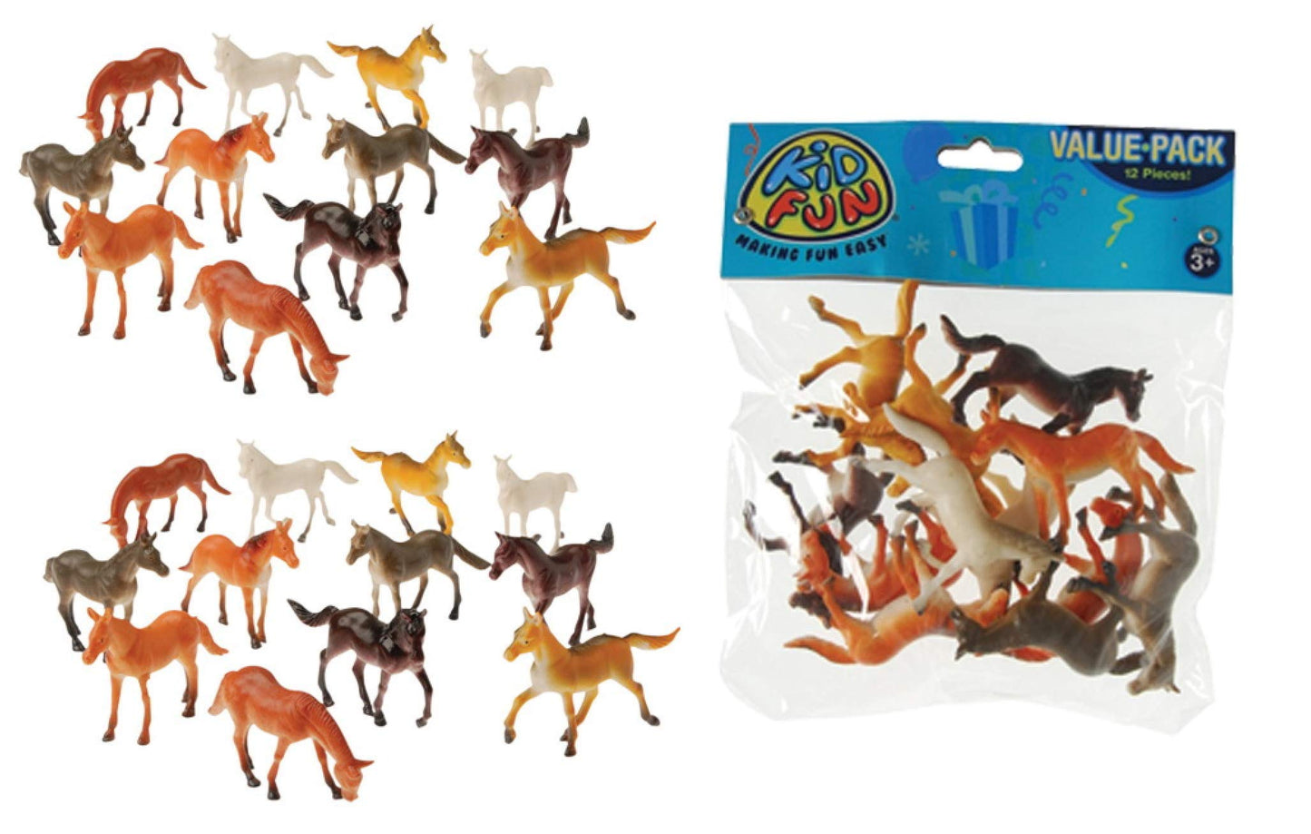 U.S. Toy 2 Dozen (24) Mini Plastic Horse Figures 2.5'' Toys Birthday Party Favors Prizes Pony - Cupcake Toppers Teacher Rewards