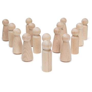 Wooden Peg Dolls 3-       10 Mom & 10 Dad Set Unfinished Birch Wooden Figures For People Crafts & Wedding Cake Toppers By Woodpe