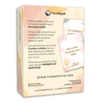 ThinkPsych Moments of Gratitude Deck - 52 Positive Affirmation Cards, Inspiring Journal Prompts, Cardstock, Model 1-MOG