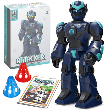 Robot Toys For Kids 6-8 With 10 Sports Cones, Smart Remote Control Robot Can Auto-Demo Dance Music Story Poem, Kids Toys For Boy