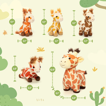 Ouozzz Giraffes Stuffed Animals With Babies Inside Plush Toys Set Mommy And 4 Little Giraffes Babies - Gift Present Toys For Gir