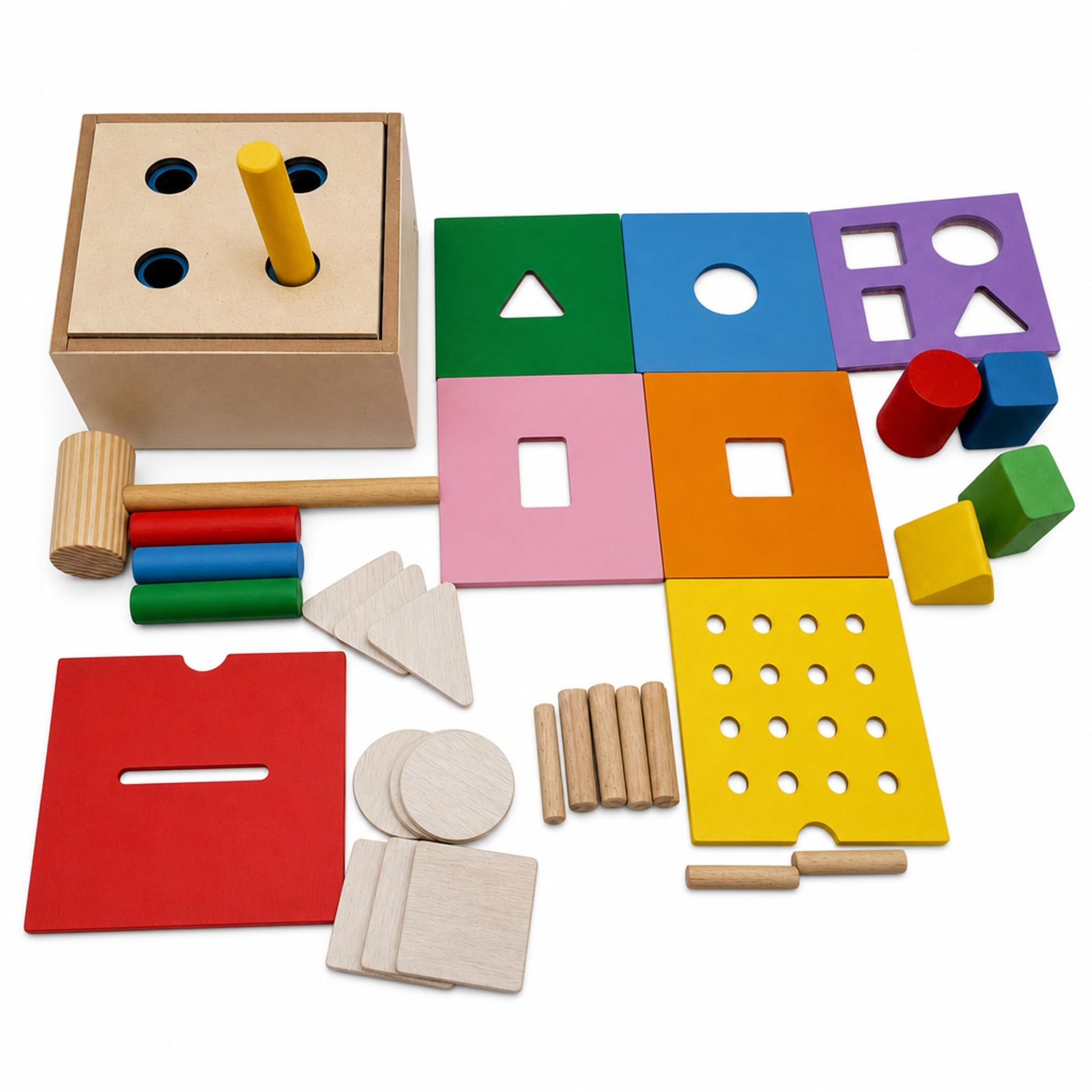 Tantrums Montessori Toys For Babies & Toddlers | Wooden Shape Sorter Hammer Peg Box | MultiActivity Educational Toy For Fine Mo