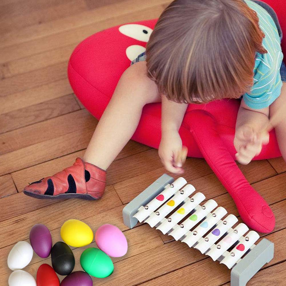 Evneed 40 Pcs Plastic Egg Shakers Set Percussion Musical Egg Maracas Kids Toys With 8 Colors For Child Toys Music Learning Diy Painting,Easter Eggs,Egg Shakers Musical Instruments
