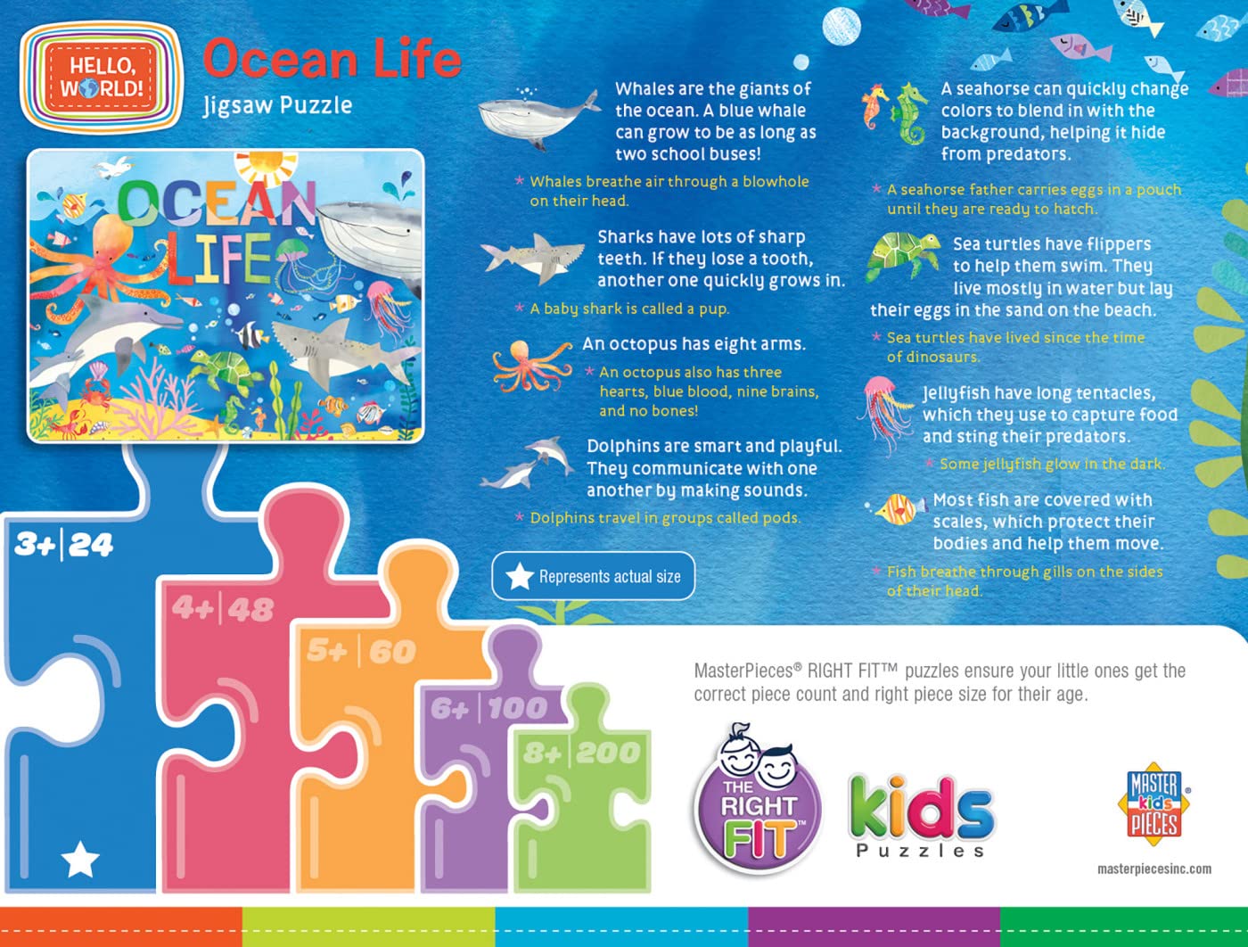 MasterPieces 24 Piece Jigsaw Puzzle for Kids - Ocean Life - 19x14