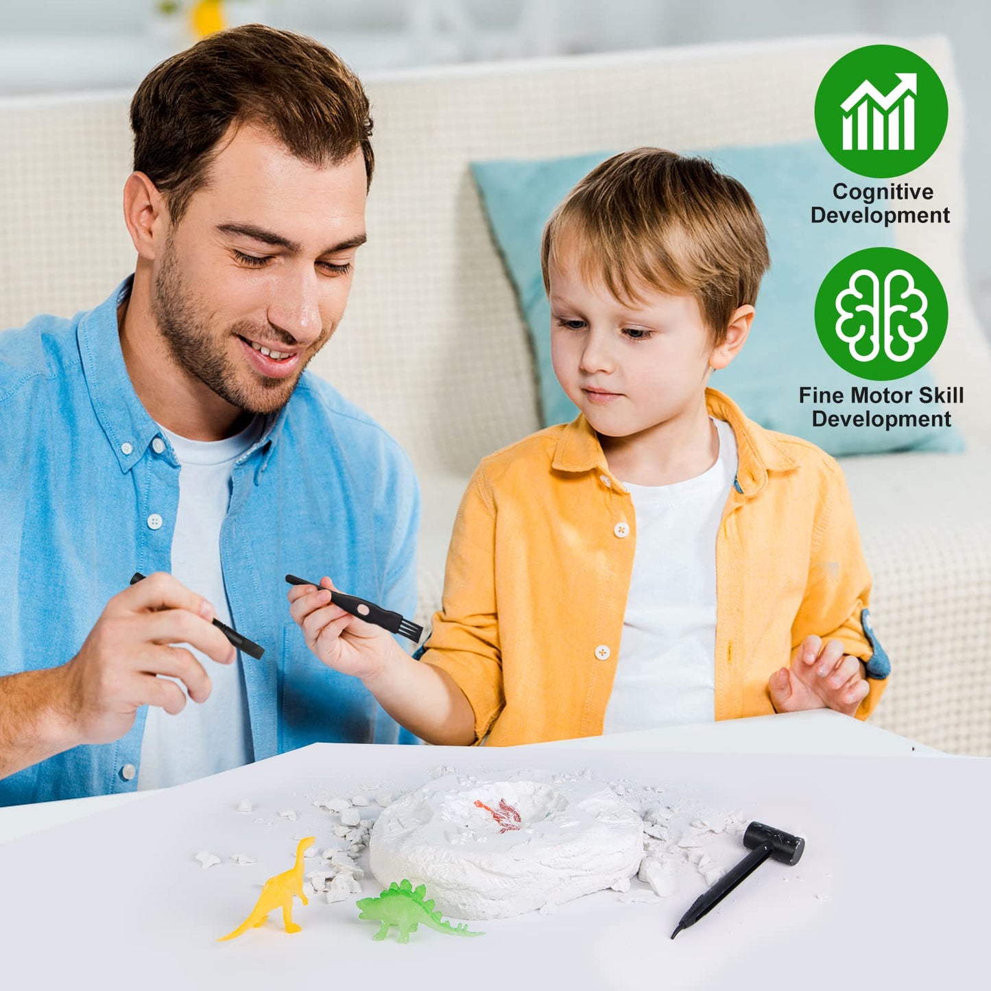 Dinosaurs Dig Kit Digging Set, Educational Diy Toys Science Kit-Dig Up Unique Real Dinosaurs, Geology Archaeology Gifts For Boys