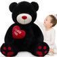 Beniny 4.3 Feet Giant Teddy Bear Stuffed Animal, 52'' Big Teddy Bear With Heart, Large Black Stuffed Bear Plush Toys For Kids, I