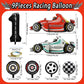 Number 1 Race Car Balloons, 43 Inch Race Car Party Decorations, Wheel Tire Balloons, Black And White Checkered Foil Balloons, Ca