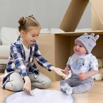 Babeside 6 Pcs Reborn Baby Doll Clothes For 17-22 Inch Dinosaurs Baby Doll Clothes Outfits With Hat Headscarf Newborn Boy&Girl
