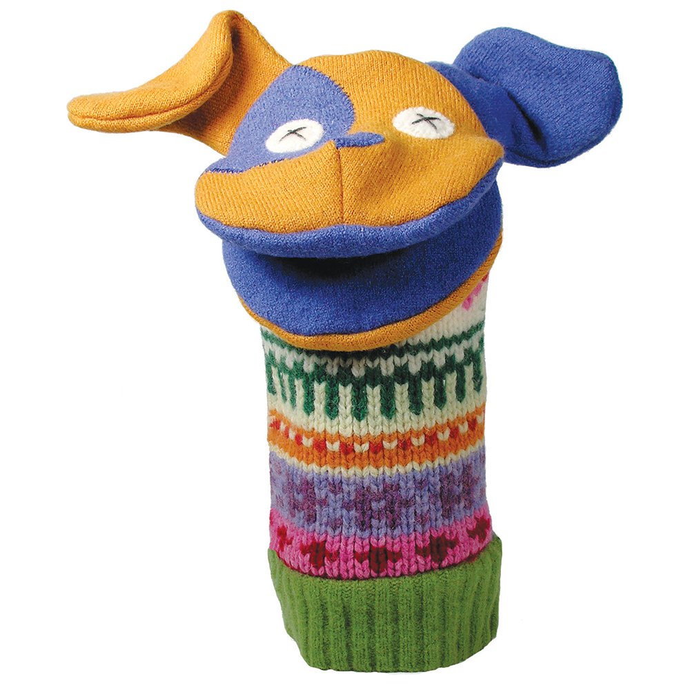 Cate and Levi - Hand Puppet - enhanced Reclaimed Wool - Handmade in Canada - Machine Washable (Dog)