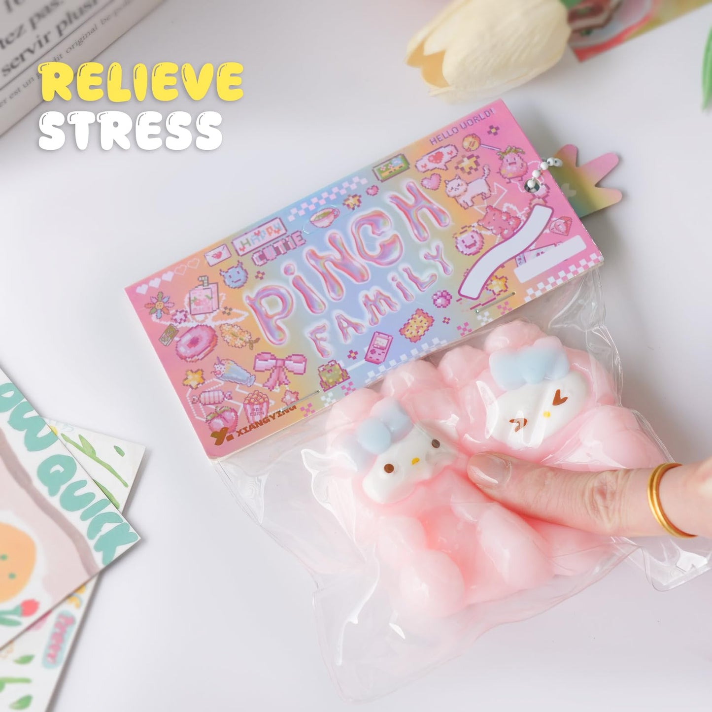 Taba Squishy Toys Cat Paw Squishy Toys Cat Paw Squeeze Toys  Fidget Toys Silicone Squeeze Toy for Stress Relief Cute Soft Squeeze Fidget Toys Party Favors Gift for mature-themed (2pcs Bunny)