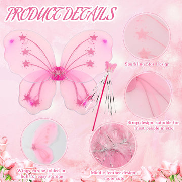 Chivao 15 Set Princess Fairy Wings Set 15 Pcs Butterfly Wings For Girls Butterfly Angel Wings 15 Pcs Fairy Wands Butterfly Costu