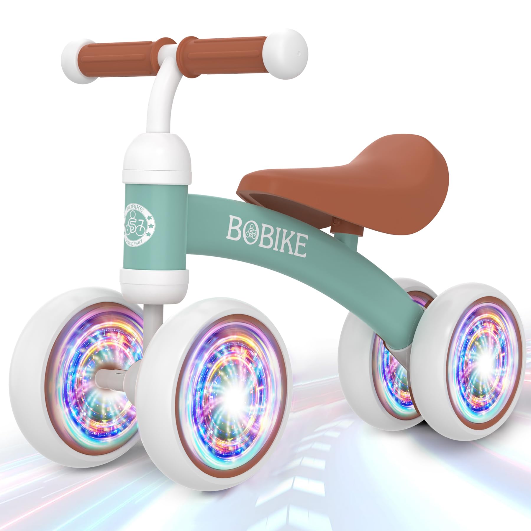 Baby Balance Bike Toys For 12-36 Months Kids Toy Boy And Girls Gifts Toddler Best First Birthday Gift Children Walker No Pedal Infant 4 Wheels Bicycle (Colorful, Green-Light)