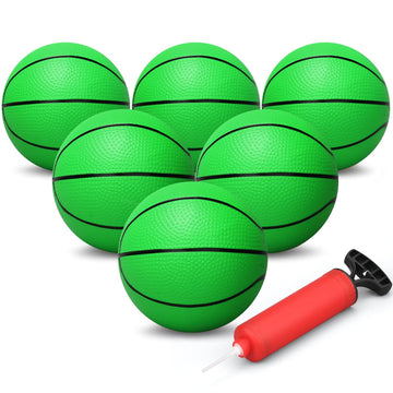 Dilabnba 6Pcs Mini Beach Ball, Toddler Basketball Toy, 6' Small Ball With Pump For Mini Hoop Enthusiasts, Easy To Grip, Pvc Bouncy Ball For Perschool Garden Pool, Gift For Boy Girl (Green)
