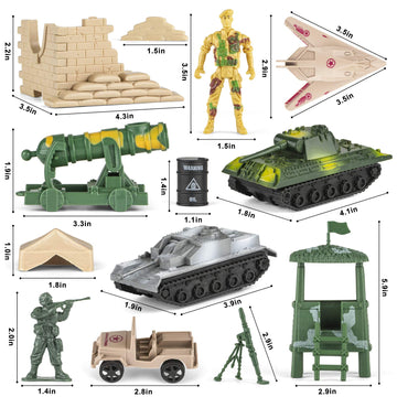 Divwa Army Men Toys For Boys 8-12, Military Soldier Army Base 160 Pcs Set Including Ww2 Khaki Green Plastic Army Men Figure And Accessories For Kid Boy Toddler Age 6-12 8-12